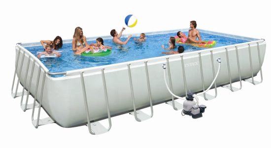 INTEX ( 24 ft x 12 ft x 52" ) Ultra Frame™ Rectangular Pool Set With Sand Filter Pump