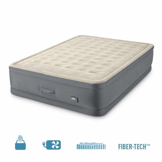 INTEX Queen Size Air Bed ( 60"x80"18" ) Elevated PremAire Air Bed With Fiber-Tech™️Technology Bulit-in Electric Pump & USB-Port - Image 2