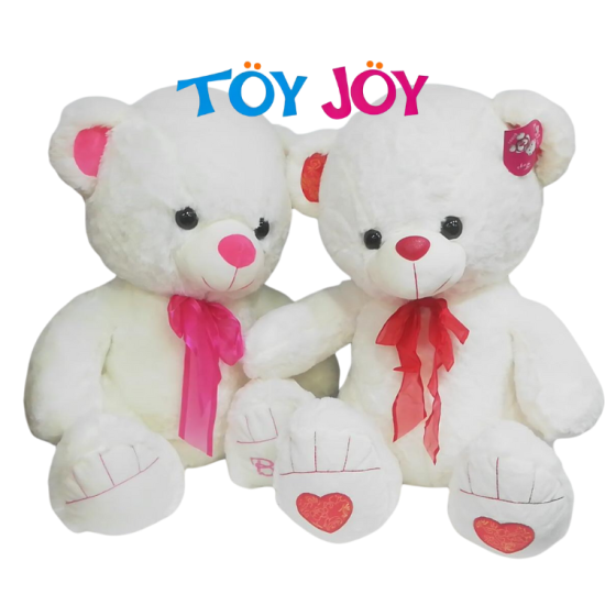 Plush Bear With Bow Stuff 19" Size China (Red & Pink Colors) White Body Bear