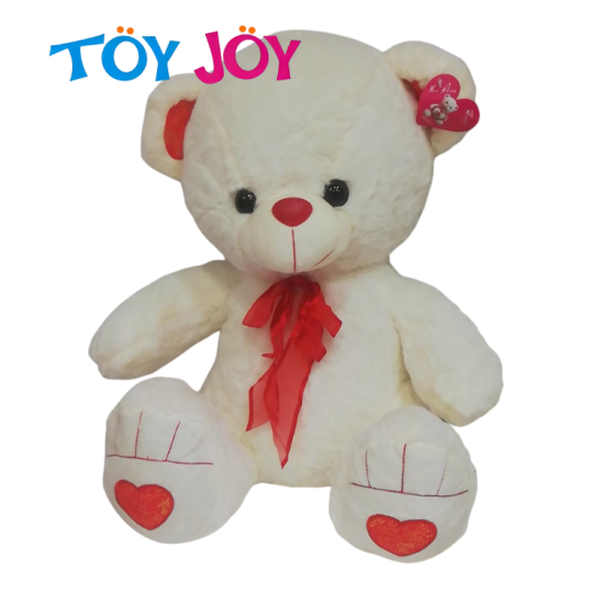 Plush Bear With Bow Stuff 19" Size China (Red & Pink Colors) White Body Bear - Image 2