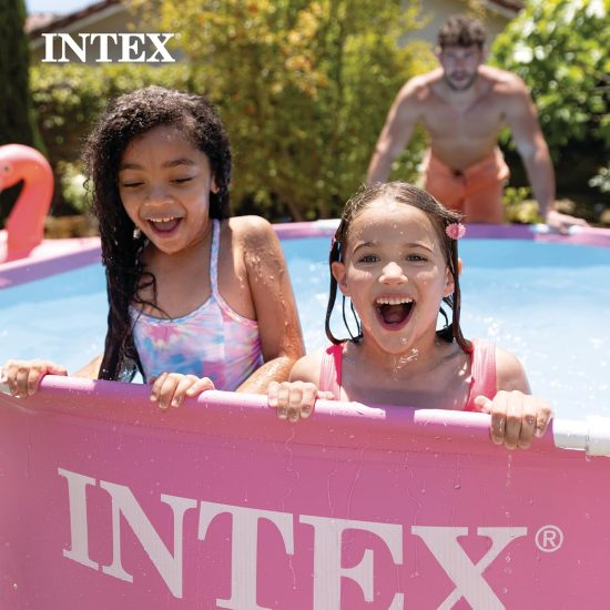 Intex Pool 8ft x 30" Round Metal Frame Pool Pink - Image 3