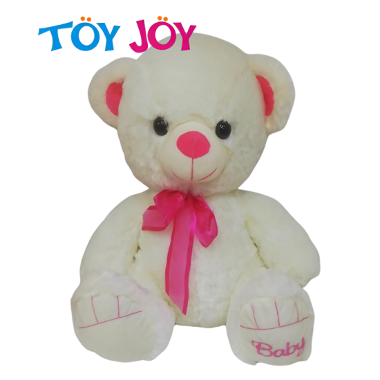 Plush Bear With Bow Stuff 19" Size China (Red & Pink Colors) White Body Bear - Image 3