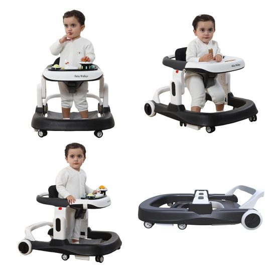 4-in-1 Baby Walker, Foldable Baby Push Walker with Adjustable Height & Speed, Standing Activity Center with Music & Light - Image 3