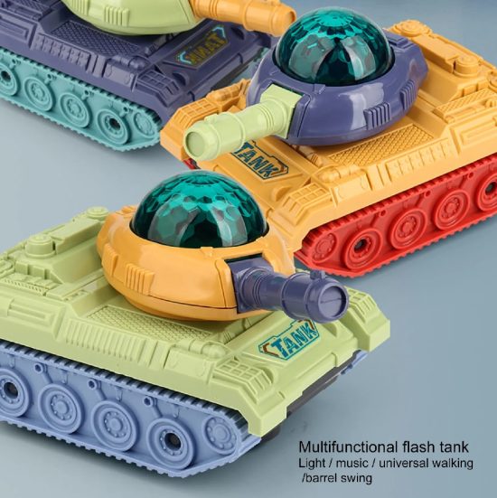 Tank Toy Cartoon Tank 3D Light & Music With Rotation Battery Operated