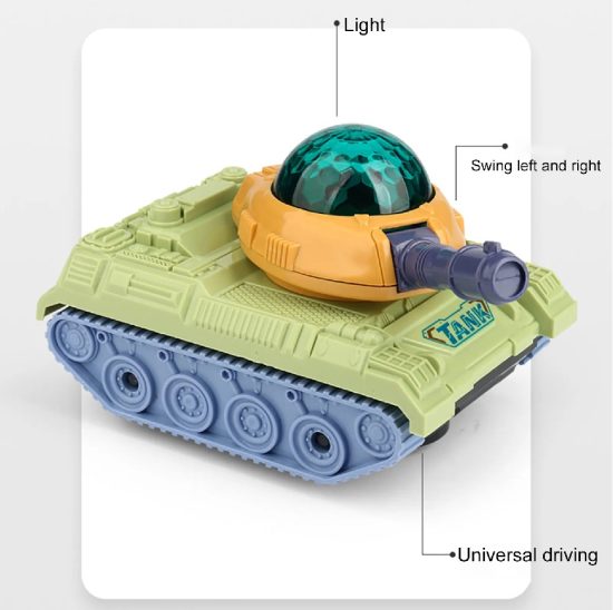 Tank Toy Cartoon Tank 3D Light & Music With Rotation Battery Operated - Image 2