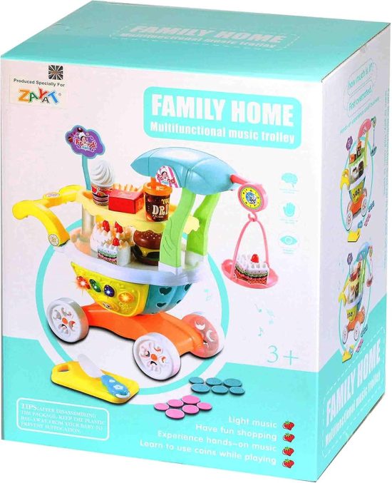 Trolly Toy Food Stall Family Home Multifunctional Musical Trolly - Image 2