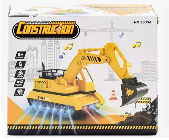 Construction Excavator Toy Rotatable With Light And Music Battery Operated